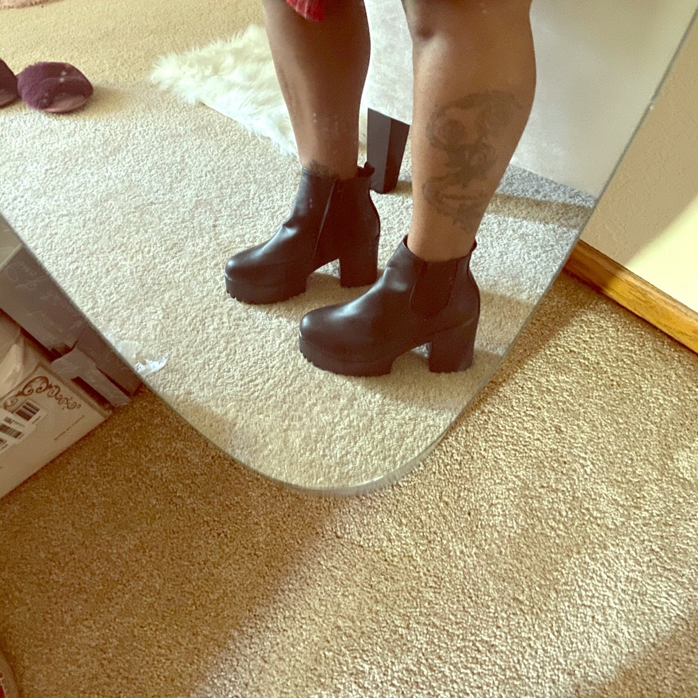Black chunky ankle boots